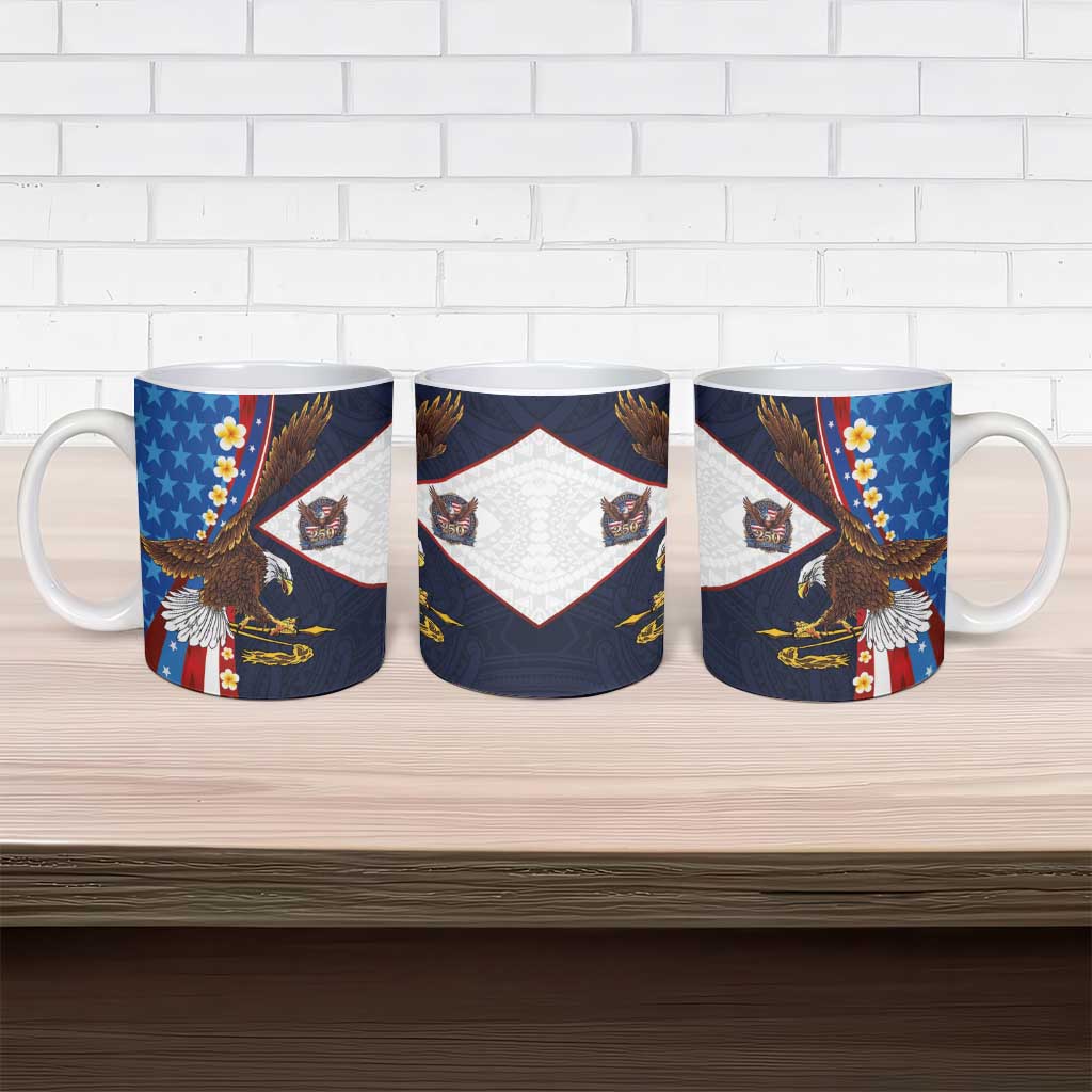 American Samoa and United States Semiquincentennial Ceramic Mug Bald Eagle with National Flag Style