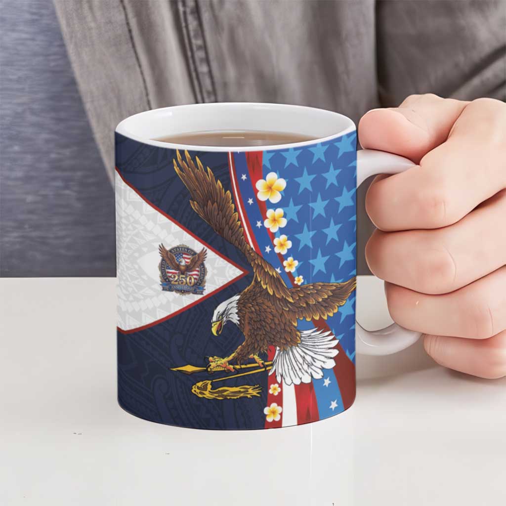 American Samoa and United States Semiquincentennial Ceramic Mug Bald Eagle with National Flag Style