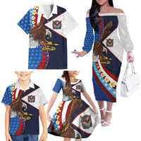 American Samoa and United States Semiquincentennial Family Matching Off The Shoulder Long Sleeve Dress and Hawaiian Shirt Bald Eagle with National Flag Style LT03 - Polynesian Pride
