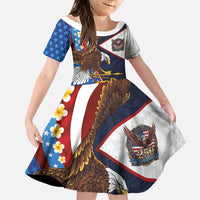 American Samoa and United States Semiquincentennial Family Matching Tank Maxi Dress and Hawaiian Shirt Bald Eagle with National Flag Style LT03 Daughter's Dress Multicolor - Polynesian Pride