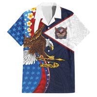 American Samoa and United States Semiquincentennial Family Matching Tank Maxi Dress and Hawaiian Shirt Bald Eagle with National Flag Style LT03 Dad's Shirt - Short Sleeve Multicolor - Polynesian Pride