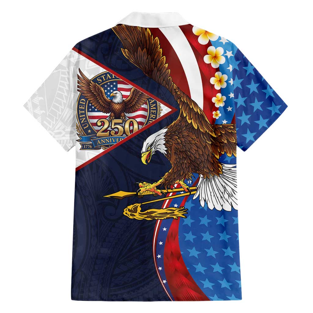 American Samoa and United States Semiquincentennial Family Matching Tank Maxi Dress and Hawaiian Shirt Bald Eagle with National Flag Style LT03 - Polynesian Pride