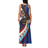 American Samoa and United States Semiquincentennial Family Matching Tank Maxi Dress and Hawaiian Shirt Bald Eagle with National Flag Style LT03 - Polynesian Pride