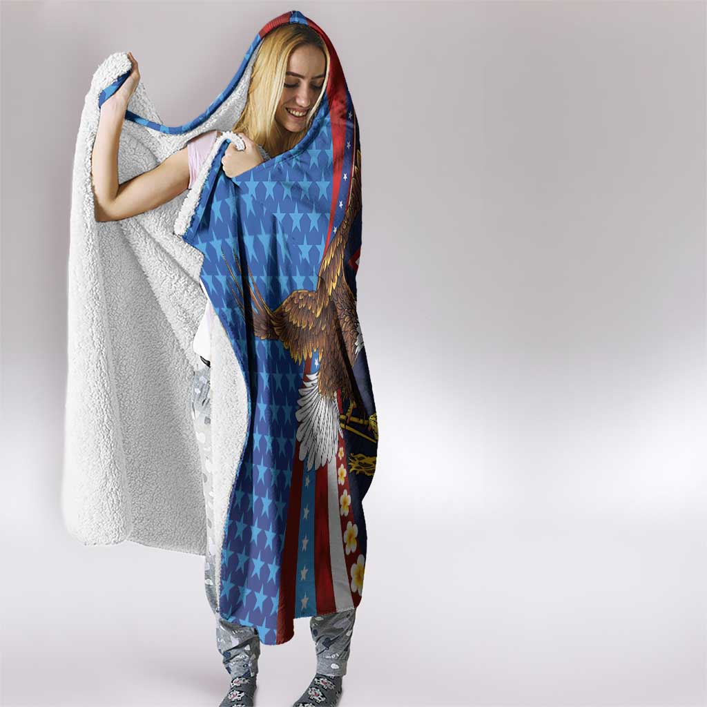 American Samoa and United States Semiquincentennial Hooded Blanket Bald Eagle with National Flag Style