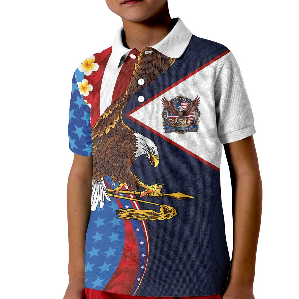 American Samoa and United States Semiquincentennial Kid Polo Shirt Bald Eagle with National Flag Style