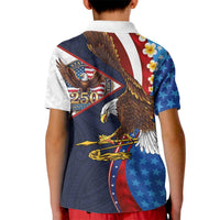 American Samoa and United States Semiquincentennial Kid Polo Shirt Bald Eagle with National Flag Style