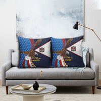 American Samoa and United States Semiquincentennial Pillow Cover Bald Eagle with National Flag Style