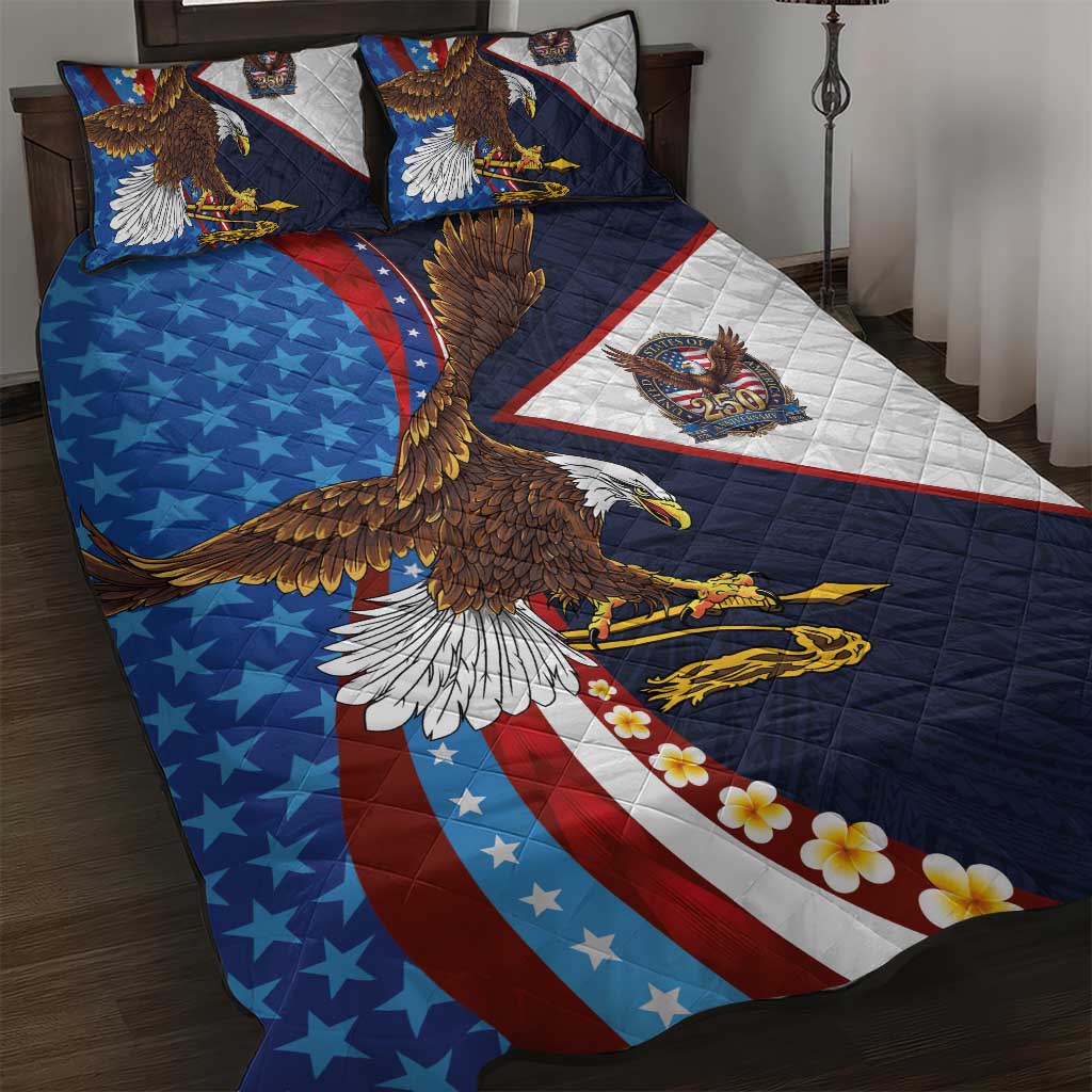 American Samoa and United States Semiquincentennial Quilt Bed Set Bald Eagle with National Flag Style