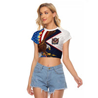 American Samoa and United States Semiquincentennial Raglan Cropped T Shirt Bald Eagle with National Flag Style