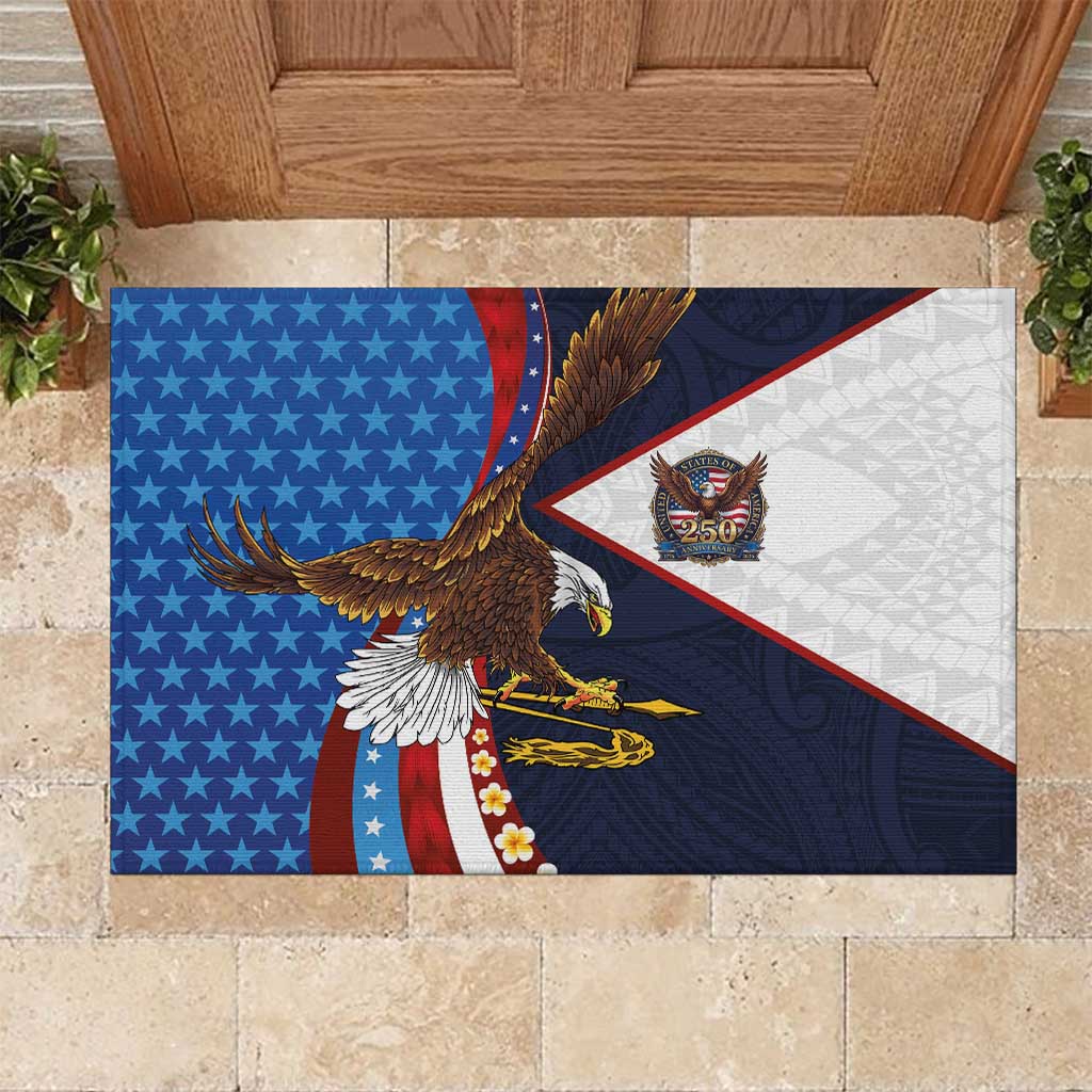 American Samoa and United States Semiquincentennial Rubber Doormat Bald Eagle with National Flag Style
