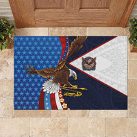 American Samoa and United States Semiquincentennial Rubber Doormat Bald Eagle with National Flag Style