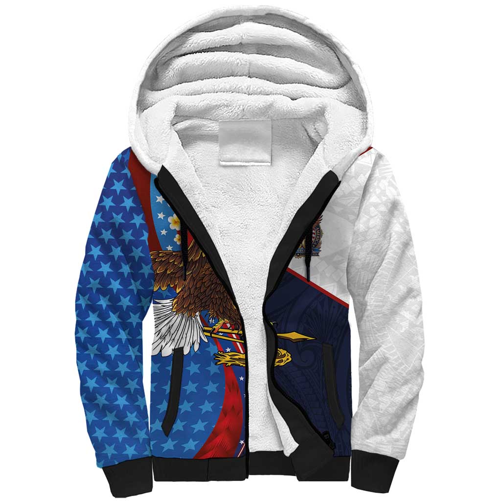 American Samoa and United States Semiquincentennial Sherpa Hoodie Bald Eagle with National Flag Style