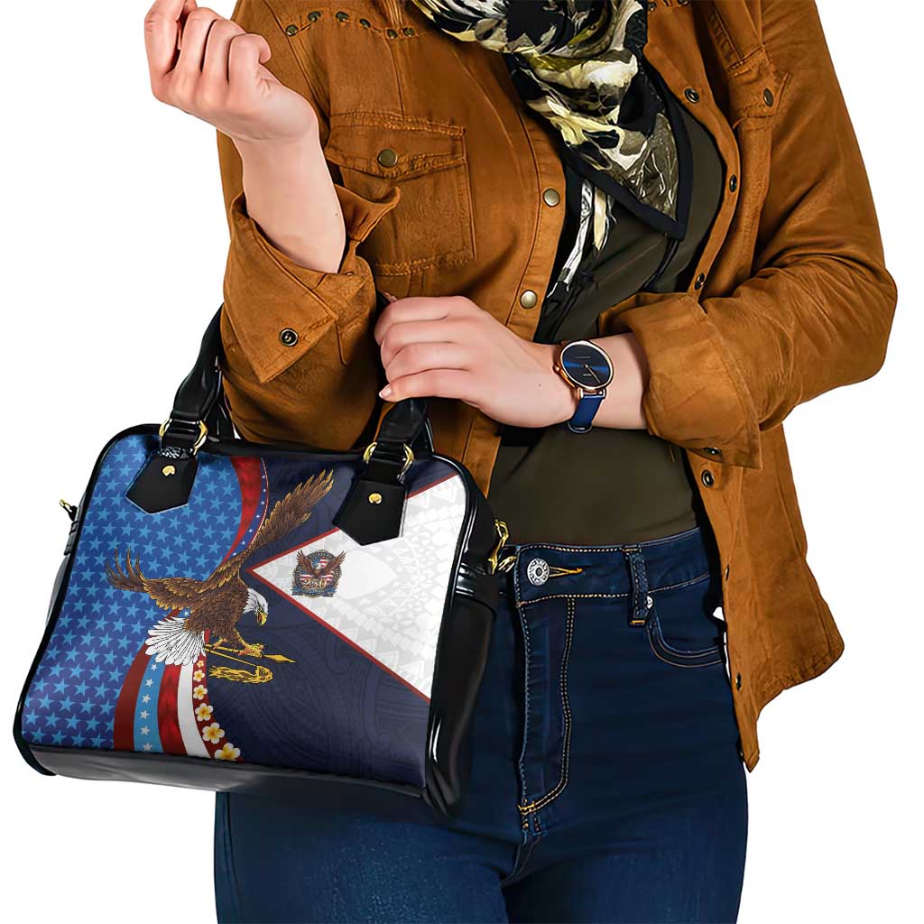 American Samoa and United States Semiquincentennial Shoulder Handbag Bald Eagle with National Flag Style