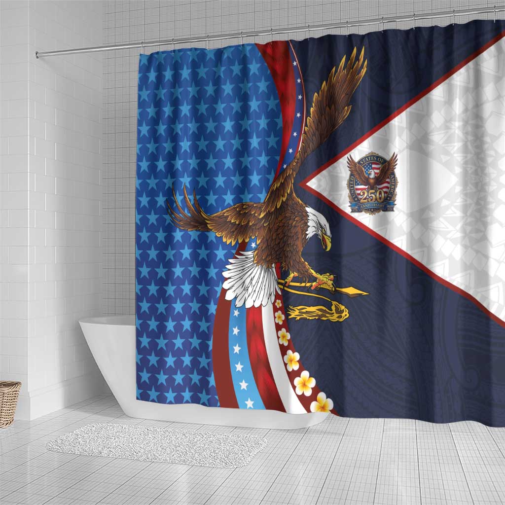 American Samoa and United States Semiquincentennial Shower Curtain Bald Eagle with National Flag Style