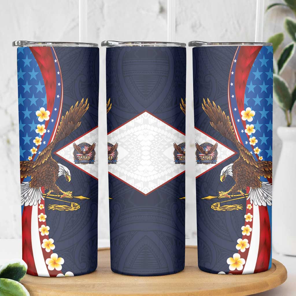 American Samoa and United States Semiquincentennial Skinny Tumbler Bald Eagle with National Flag Style