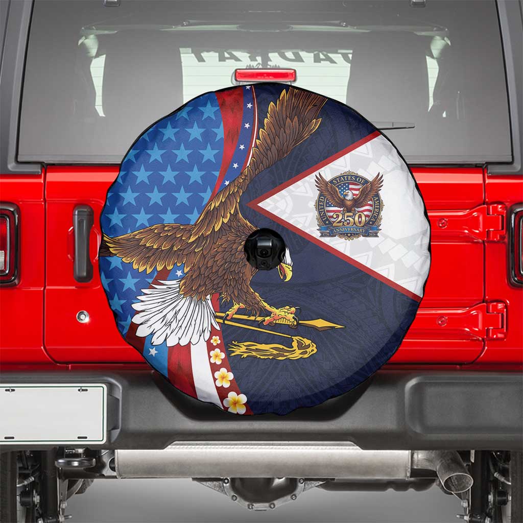 American Samoa and United States Semiquincentennial Spare Tire Cover Bald Eagle with National Flag Style