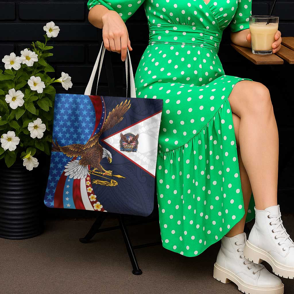 American Samoa and United States Semiquincentennial Tote Bag Bald Eagle with National Flag Style