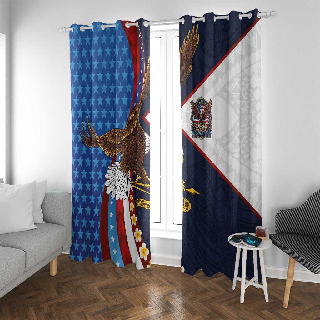 American Samoa and United States Semiquincentennial Window Curtain Bald Eagle with National Flag Style
