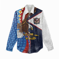 American Samoa and United States Semiquincentennial Women Casual Shirt Bald Eagle with National Flag Style