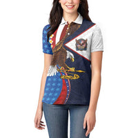 American Samoa and United States Semiquincentennial Women Polo Shirt Bald Eagle with National Flag Style