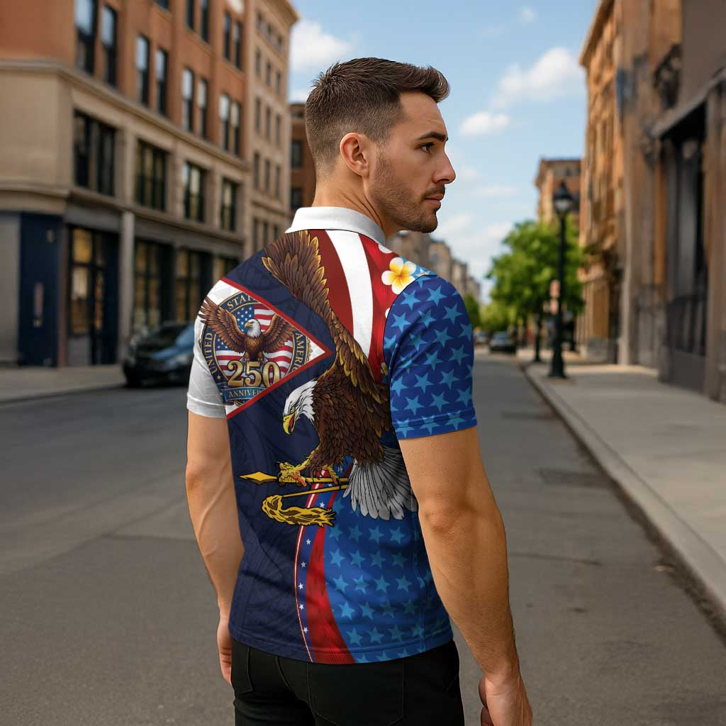American Samoa and United States Semiquincentennial Zipper Polo Shirt Bald Eagle with National Flag Style