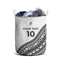 Custom Fijian Rugby Laundry Basket Tapa Pattern and Palm Tree Tribal