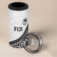 Custom Fijian Rugby 4 in 1 Can Cooler Tumbler Tapa Pattern and Palm Tree Tribal