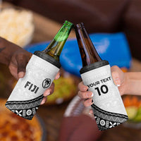 Custom Fijian Rugby 4 in 1 Can Cooler Tumbler Tapa Pattern and Palm Tree Tribal