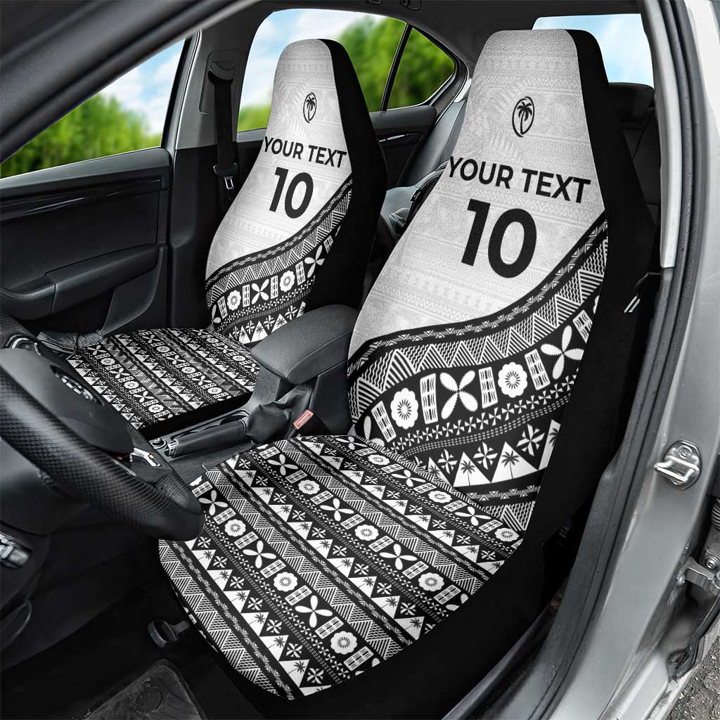 Custom Fijian Rugby Car Seat Cover Tapa Pattern and Palm Tree Tribal