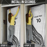 Custom Fijian Rugby Door Cover Tapa Pattern and Palm Tree Tribal