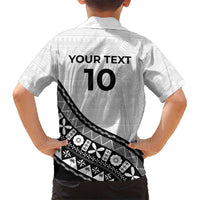 Custom Fijian Rugby Family Matching Long Sleeve Bodycon Dress and Hawaiian Shirt Tapa Pattern and Palm Tree Tribal LT03 - Polynesian Pride