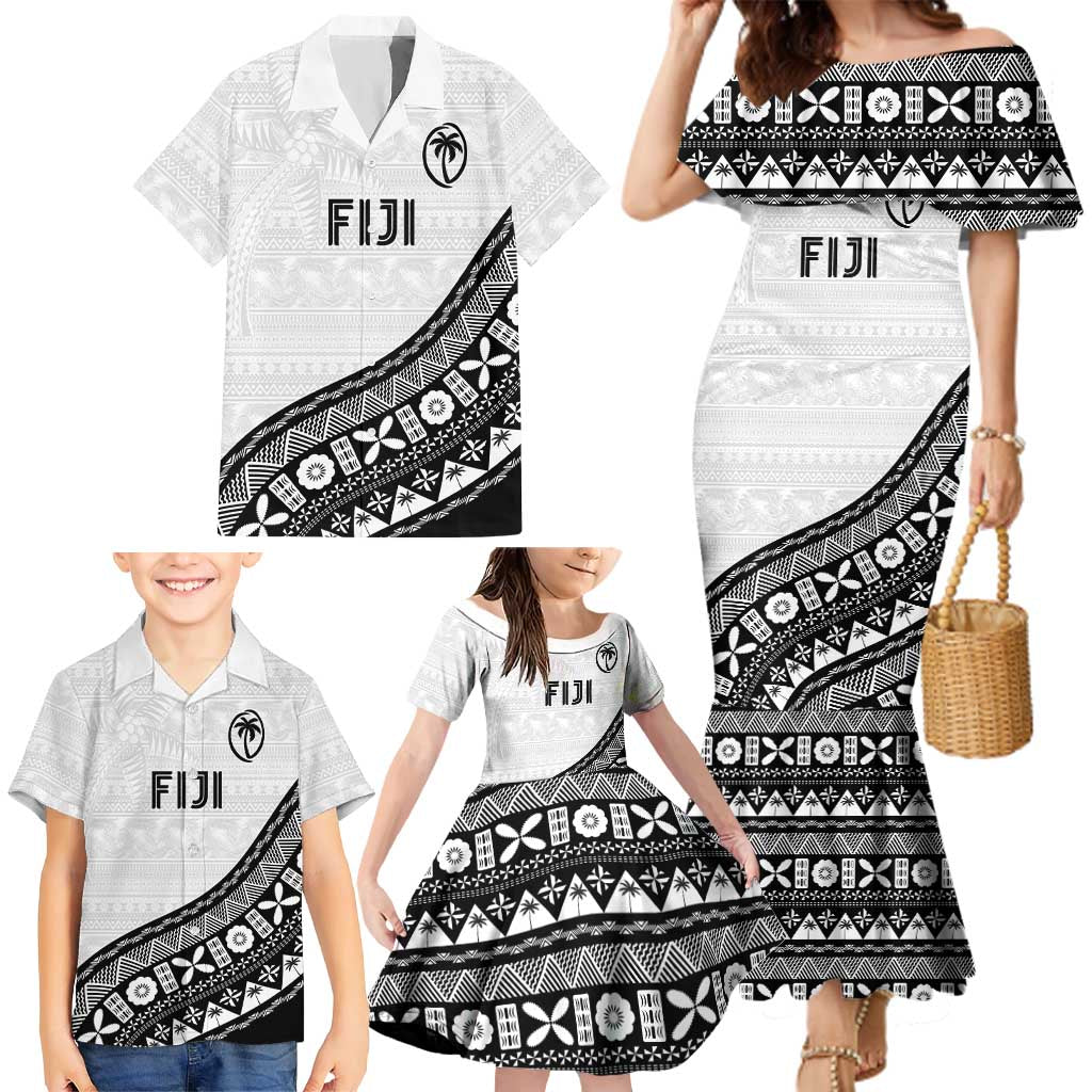Custom Fijian Rugby Family Matching Mermaid Dress and Hawaiian Shirt Tapa Pattern and Palm Tree Tribal LT03 - Polynesian Pride