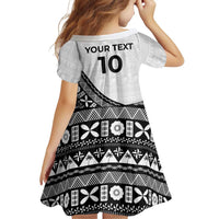 Custom Fijian Rugby Family Matching Off The Shoulder Long Sleeve Dress and Hawaiian Shirt Tapa Pattern and Palm Tree Tribal LT03 - Polynesian Pride