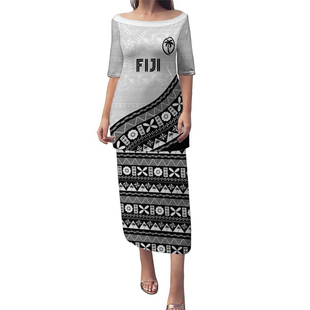 Custom Fijian Rugby Family Matching Puletasi and Hawaiian Shirt Tapa Pattern and Palm Tree Tribal