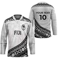 Custom Fijian Rugby Hockey Jersey Tapa Pattern and Palm Tree Tribal