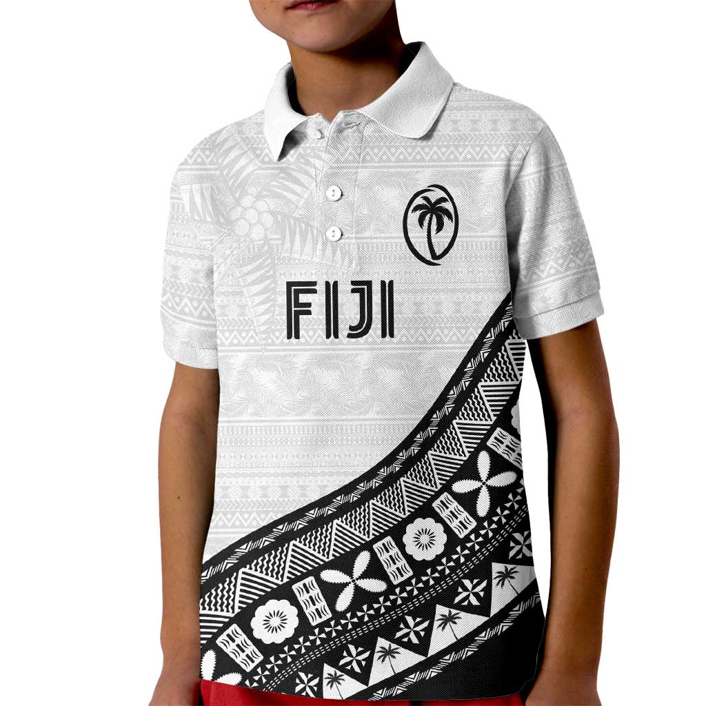 Custom Fijian Rugby Kid Polo Shirt Tapa Pattern and Palm Tree Tribal