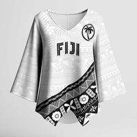Custom Fijian Rugby Kimono Sleeve Blouse Tapa Pattern and Palm Tree Tribal