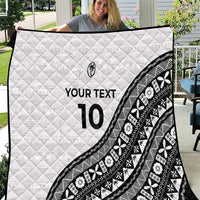 Custom Fijian Rugby Quilt Tapa Pattern and Palm Tree Tribal