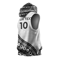 Custom Fijian Rugby Sleeveless Hoodie Tapa Pattern and Palm Tree Tribal