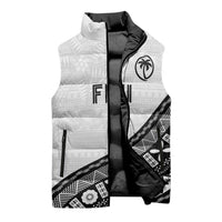 Custom Fijian Rugby Sleeveless Puffer Jacket Tapa Pattern and Palm Tree Tribal