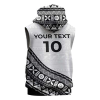 Custom Fijian Rugby Sleeveless Zip Hoodie Tapa Pattern and Palm Tree Tribal