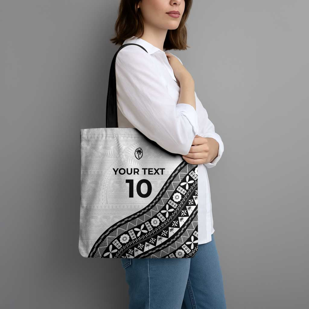 Custom Fijian Rugby Tote Bag Tapa Pattern and Palm Tree Tribal