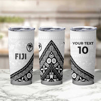 Custom Fijian Rugby Tumbler Cup Tapa Pattern and Palm Tree Tribal