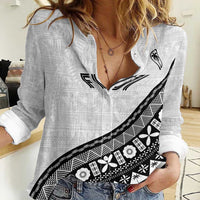 Custom Fijian Rugby Women Casual Shirt Tapa Pattern and Palm Tree Tribal
