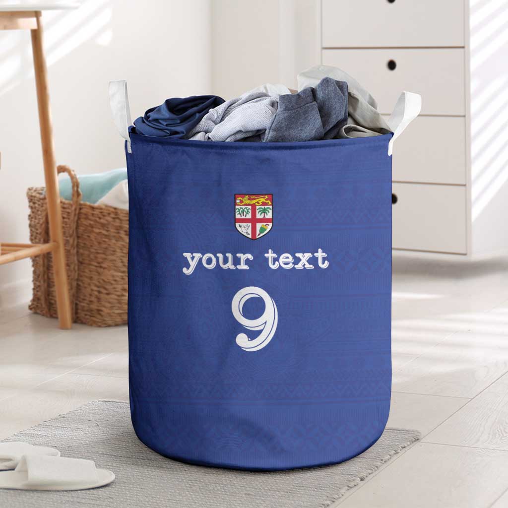 Custom Fijian Football Laundry Basket Tapa Pattern and Shark Tribal