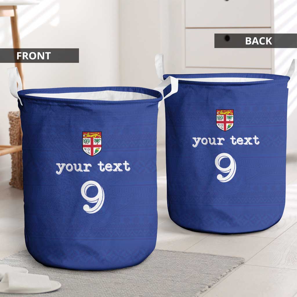Custom Fijian Football Laundry Basket Tapa Pattern and Shark Tribal