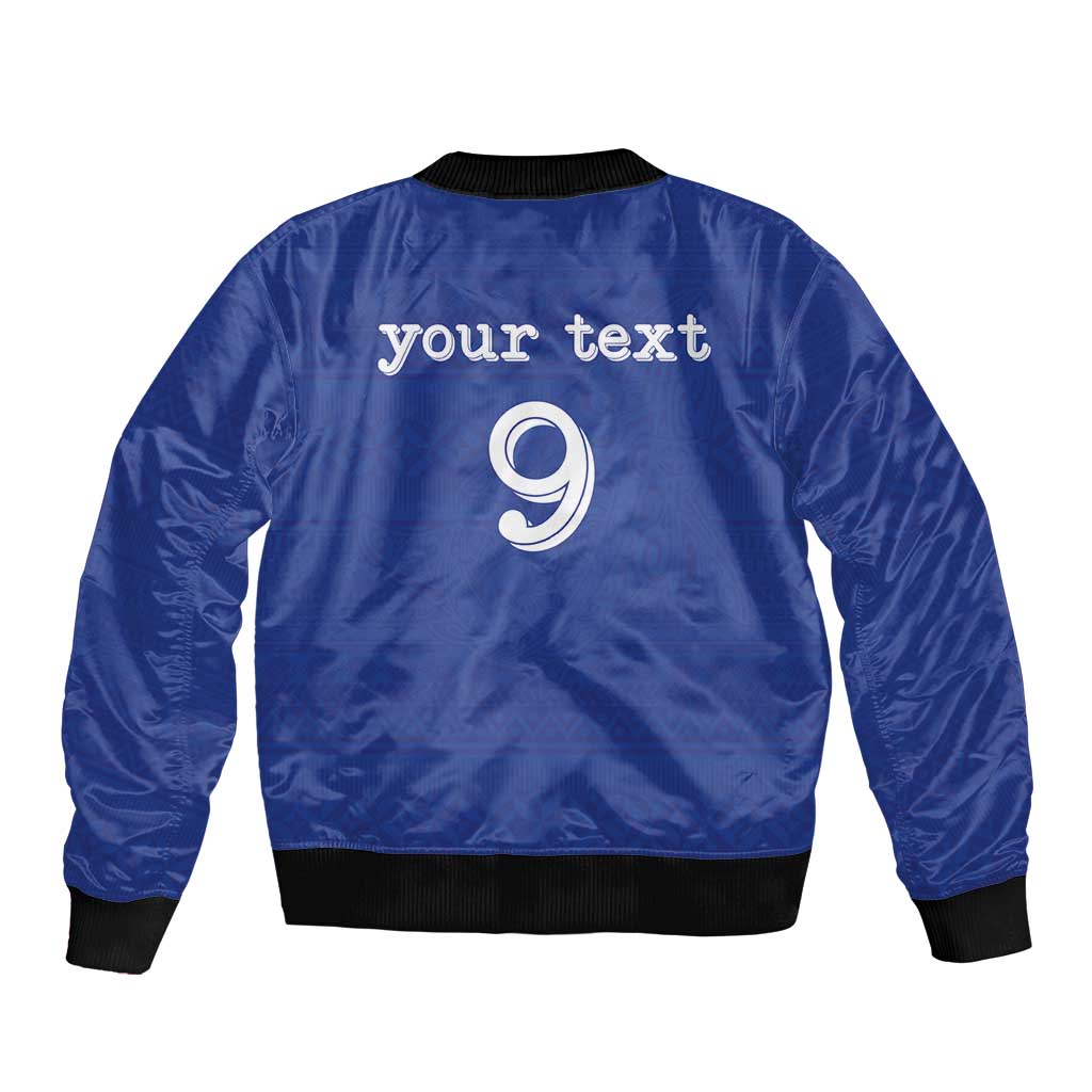 Custom Fijian Football Bomber Jacket Tapa Pattern and Shark Tribal