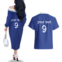 Custom Fijian Football Couples Matching Off The Shoulder Long Sleeve Dress and Hawaiian Shirt Tapa Pattern and Shark Tribal LT03 - Polynesian Pride