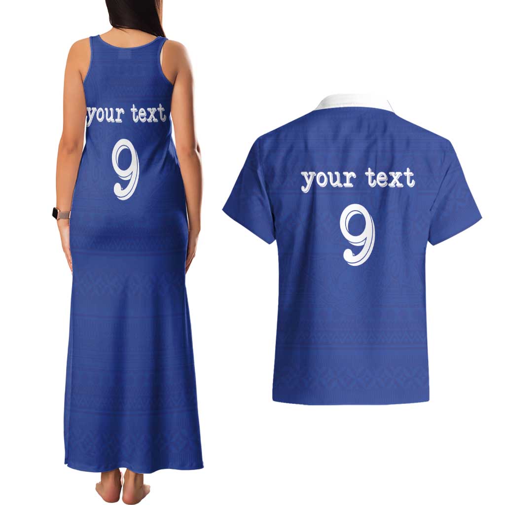 Custom Fijian Football Couples Matching Tank Maxi Dress and Hawaiian Shirt Tapa Pattern and Shark Tribal LT03 - Polynesian Pride