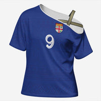 Custom Fijian Football Cross Shoulder Shirt Tapa Pattern and Shark Tribal